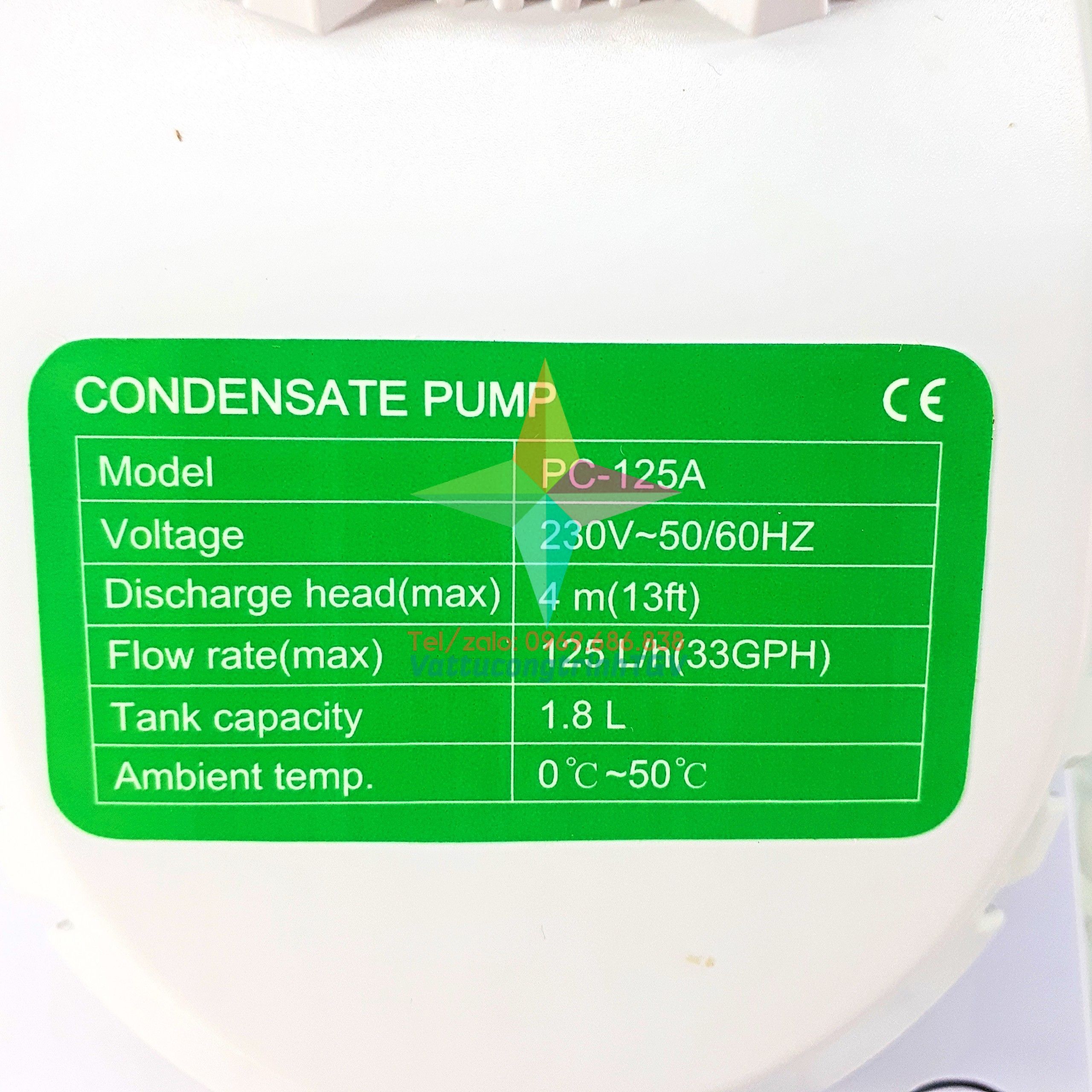 Bơm xử lý nước thải điều hòa WIPCOOL Model PC-125A  (loại 4M)