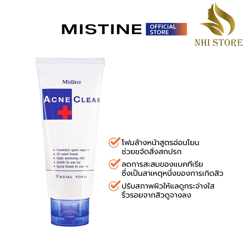 Mistine Acne Clear Facial Foam Thailand – Anti-Acne Cleanser, Oil Control, Moisturizing