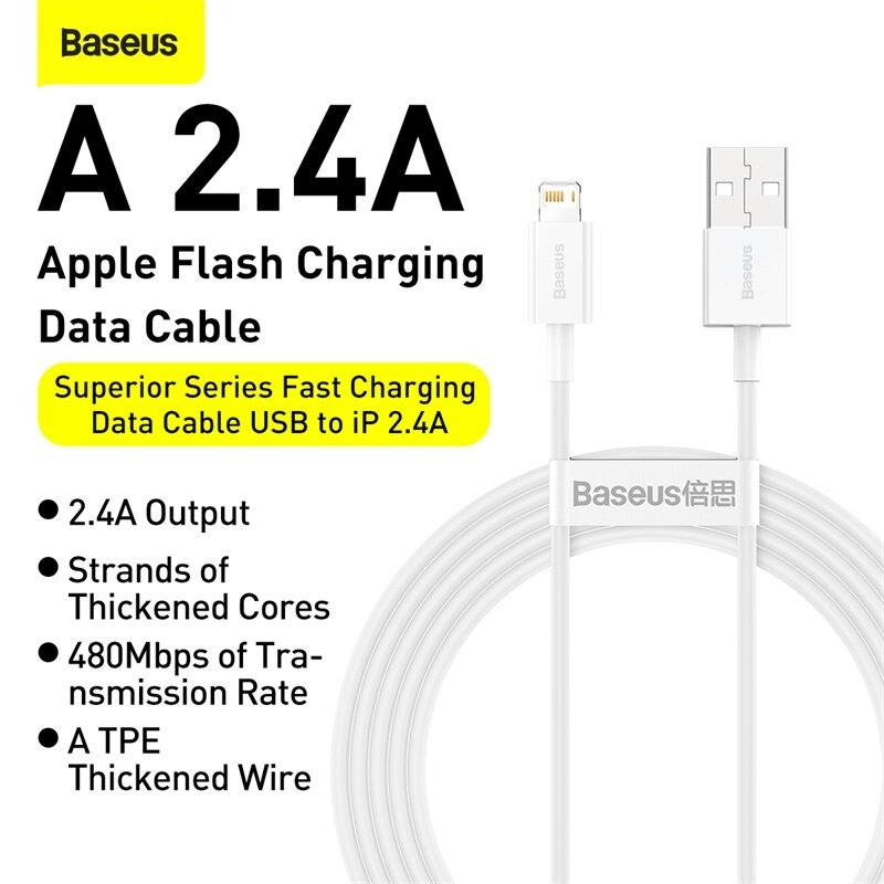 [BẢO HÀNH 12 THÁNG] Cáp sạc nhanh Baseus USB-Lightning cáp sạc 2.4A cho iPhone