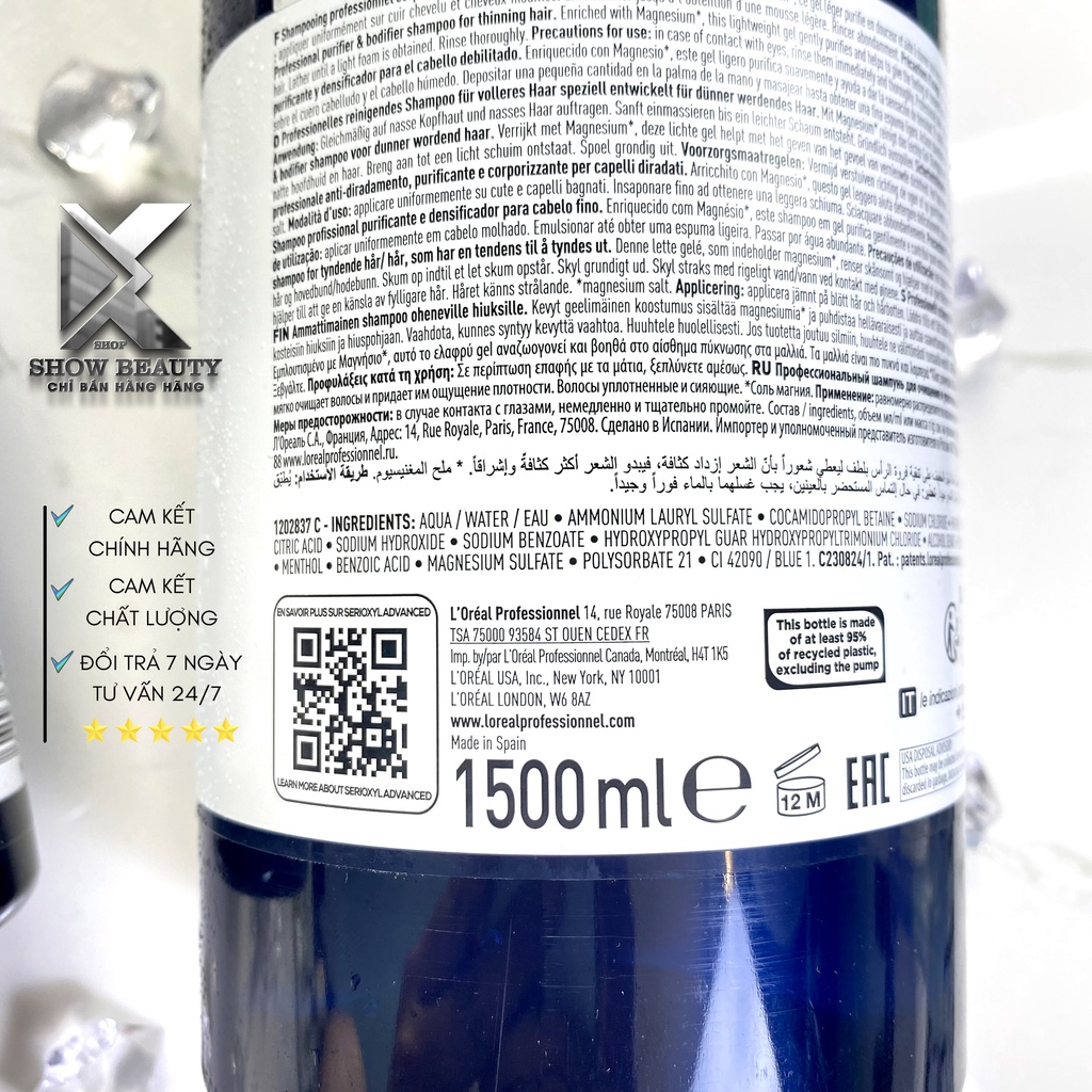 Dầu Gội Làm Dày Tóc, Giúp Kích Thích Mọc Tóc Serioxyl - Loreal Professionnel