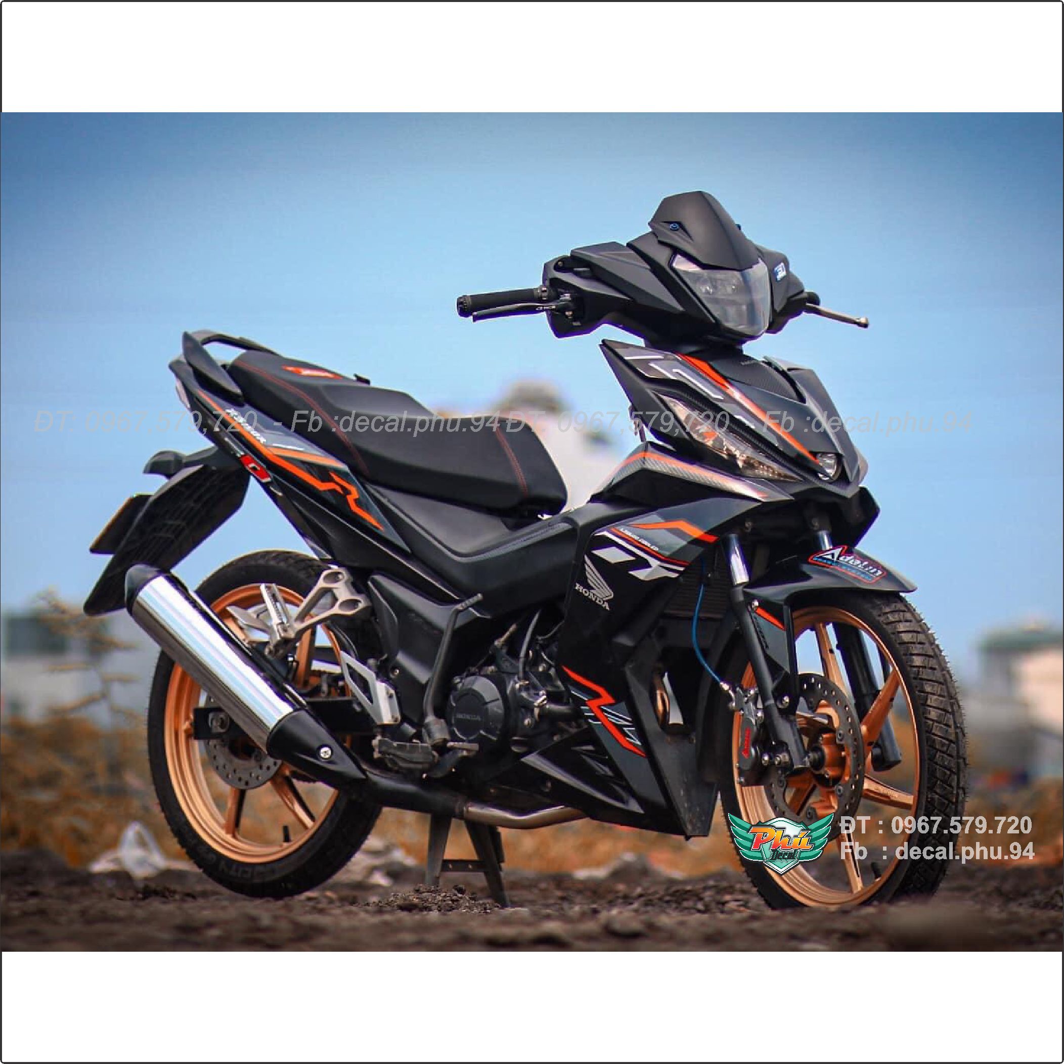Tem rời Winner đen cam nhám (P)