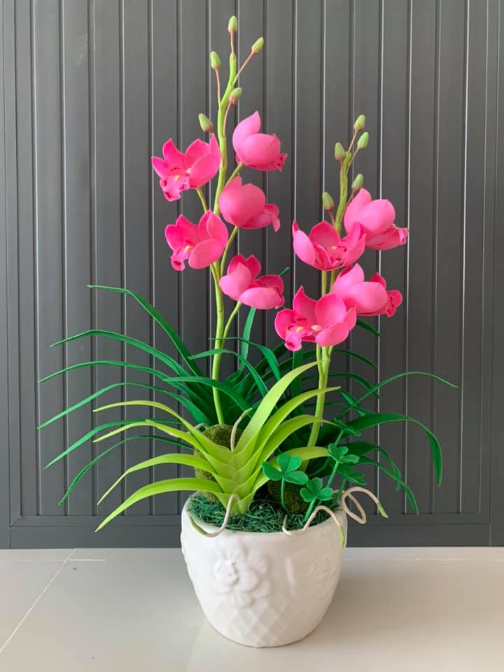 [HCM]Chậu hoa địa lan handmade bằng đất sét