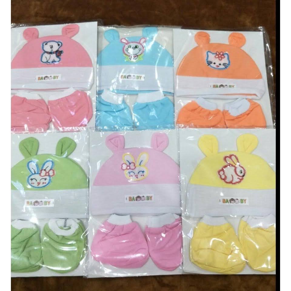 Combo 5 nón + bao tay chân cho bé sơ sinh