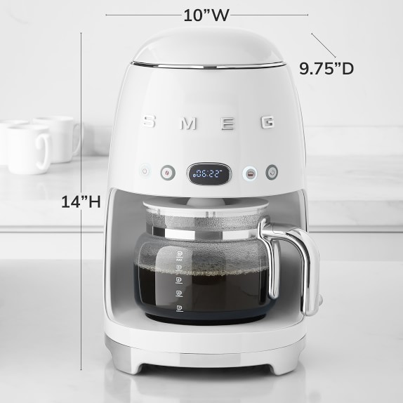 Smeg DFC02PBEU, Drip Coffee Machine, Auto-Start Mode, Reuseable Filter, Digital Display, Anti-Drip System, Aroma Intensity Option, 1.4 Litre Tank