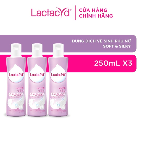Bộ 3 chai Dung Dịch Vệ Sinh Phụ Nữ Lactacyd Lactacyd Soft & Silky Dưỡng Ẩm 250ml/chai