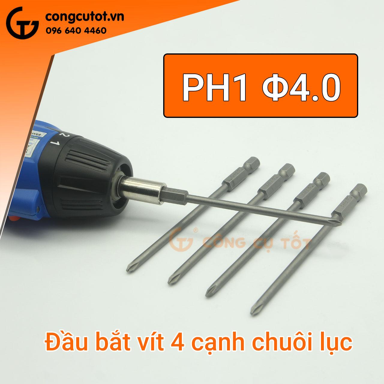 Đầu bắt vít 4 cạnh PH1 dài 100mm, 120mm