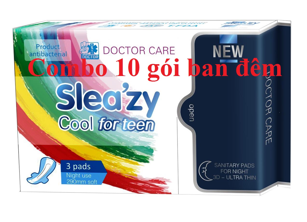 Combo 10 gói băng vệ sinh ban đêm Sleazy 3 miếng