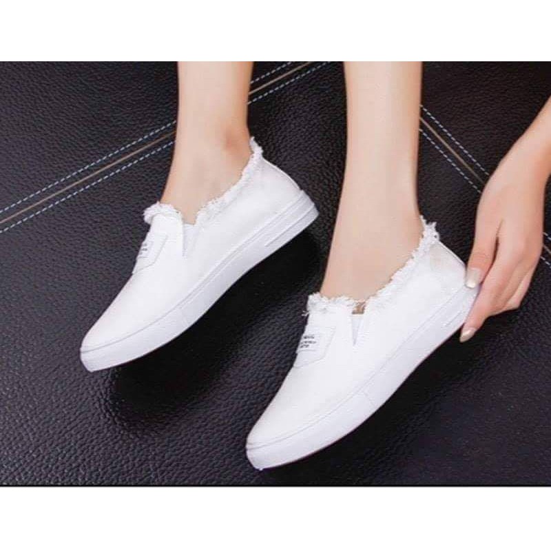 Giày lười vải cotton đế cao su 2p