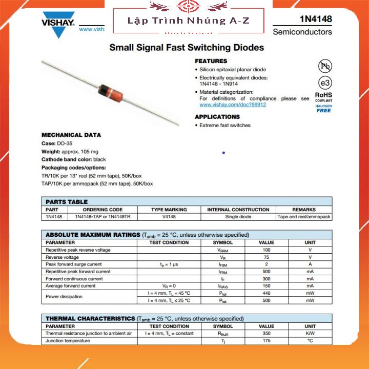 [Lập Trình Nhúng A-Z][G4] Túi 10 Con Diode 1N4148 Màu Đỏ