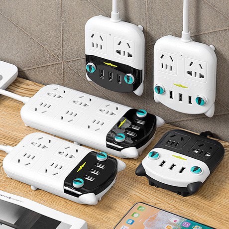 Ổ cắm điện hình con mèo, ổ điện thông minh đa năng chống giật, tích hợp cổng cắm USB chiều dài 2m8