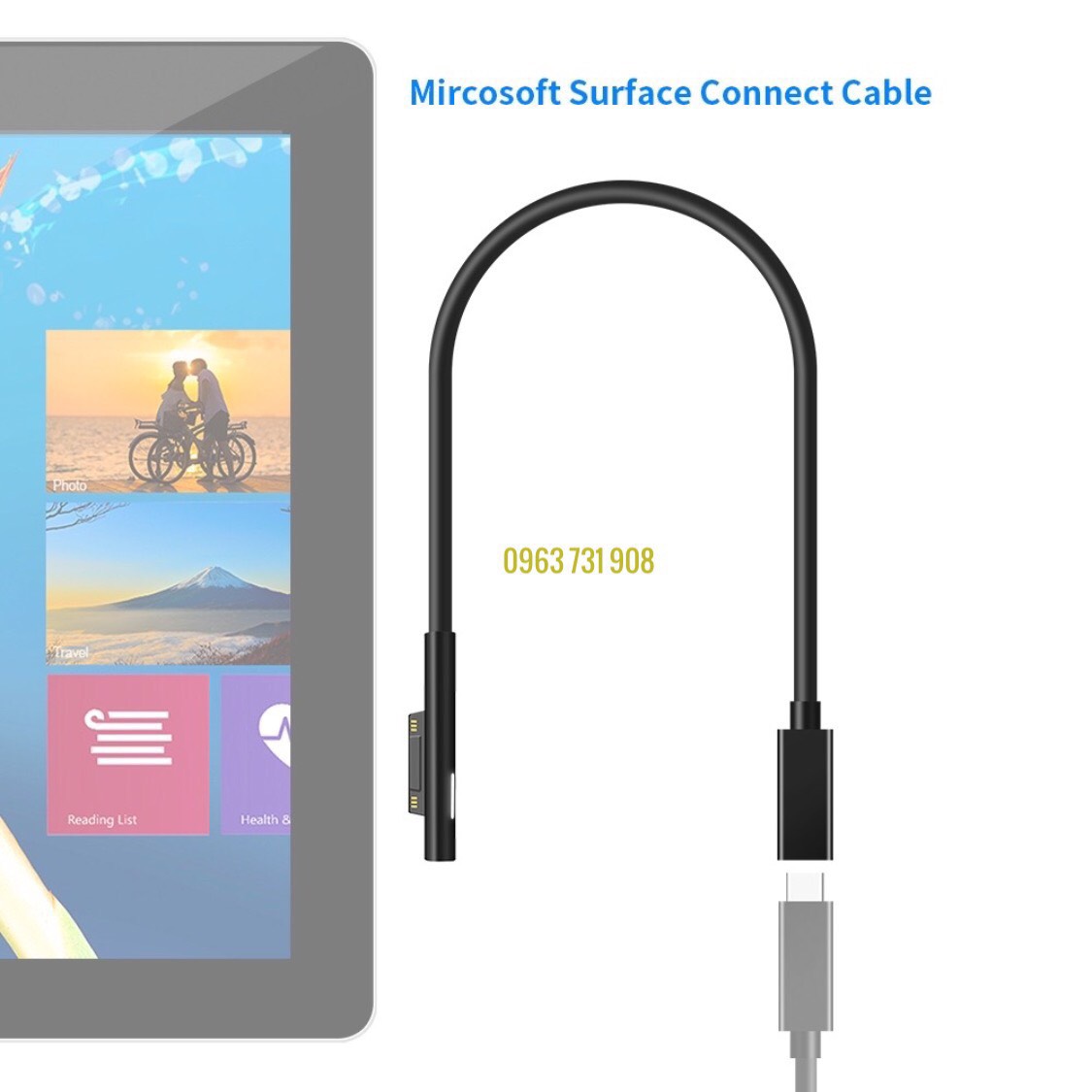 Dây cáp chuyển đổi cổng sạc type-c cho microsoft surface pro 3/4/5/6/7 hàng cao cấp