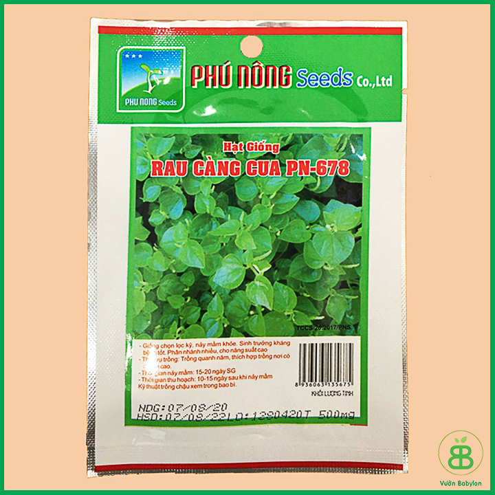 Hạt Giống Rau Càng Cua 0,5Gr Dễ Trồng, Dễ Chăm Sóc