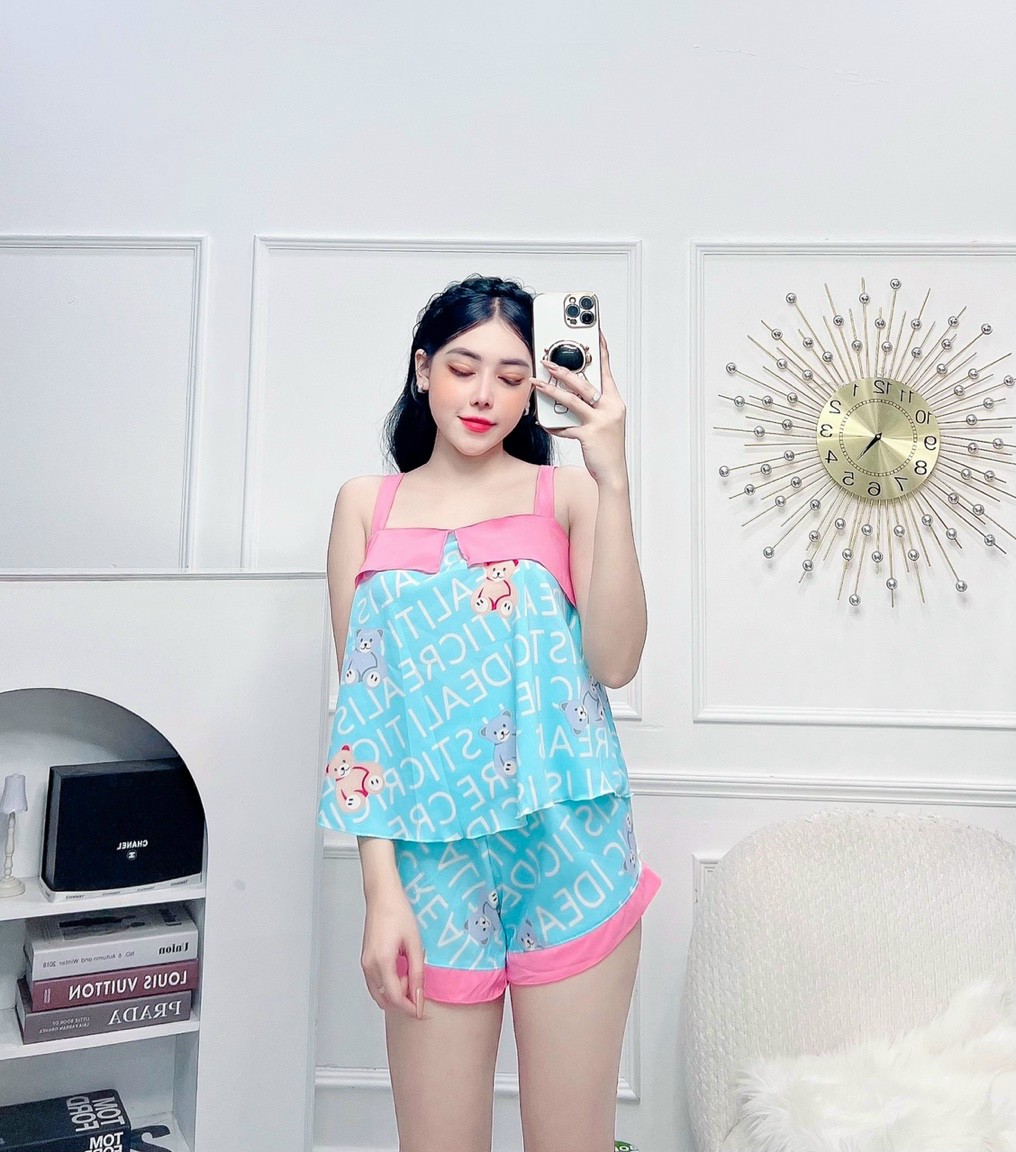 Đồ bộ mặc nhà kate lụa đùi dễ thương 473