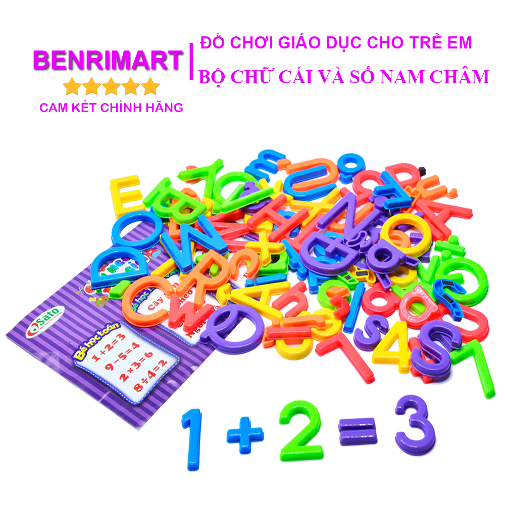 Đồ Chơi Giáo Dục Thông Minh , Đồ Chơi Bằng Nhựa An Toàn Cho Bé,  Bộ Chữ Cái Và Số Gắn Nam Châm Tổng Hợp Sato Cho Bé Học Chữ Số Và Phép Tính