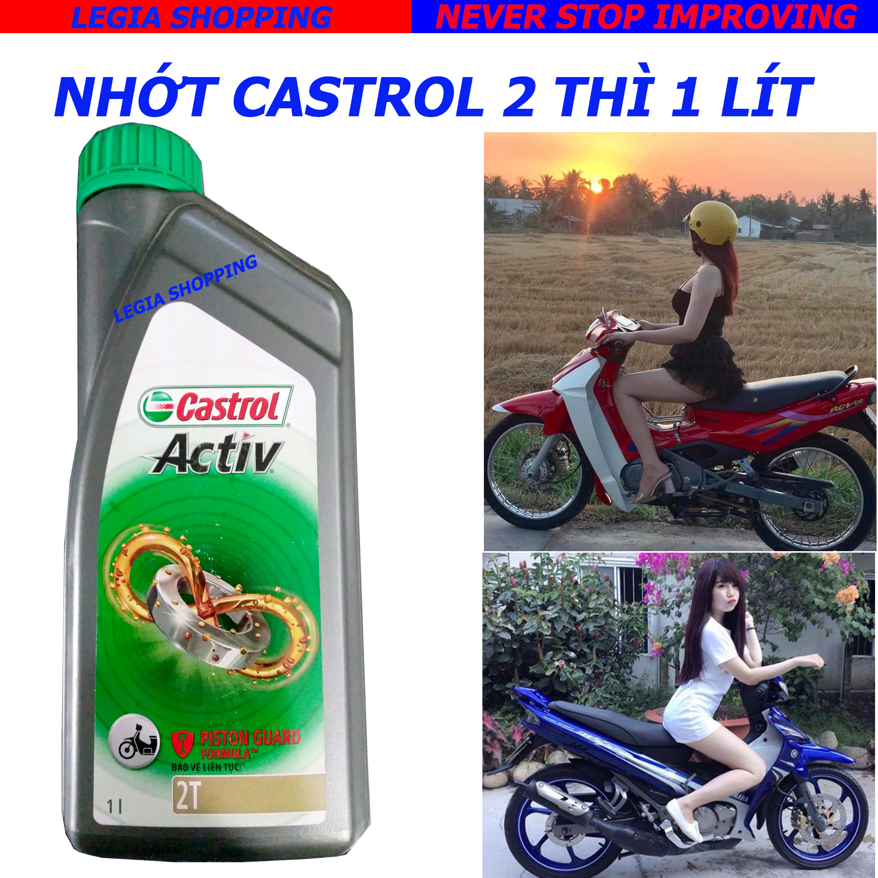 1 CHAI NHỚT HAI THÌ 2T CASTROL 1 LÍT