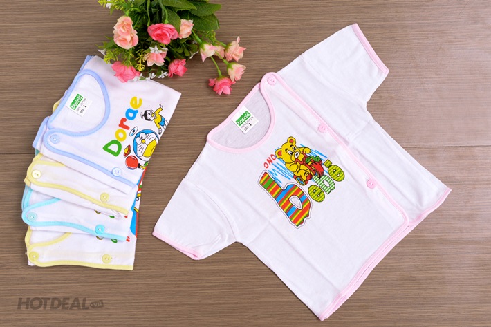 [HCM]Combo 10 áo cúc lệch cho bé sơ sinh ( 5 ngắn 5 dài)(2-10kg)