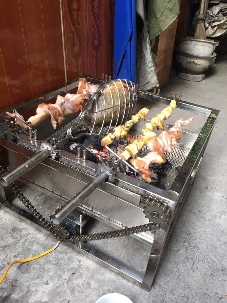 XIÊN BA CHẠC NƯỚNG VỊT,GÀ BẰNG INOX