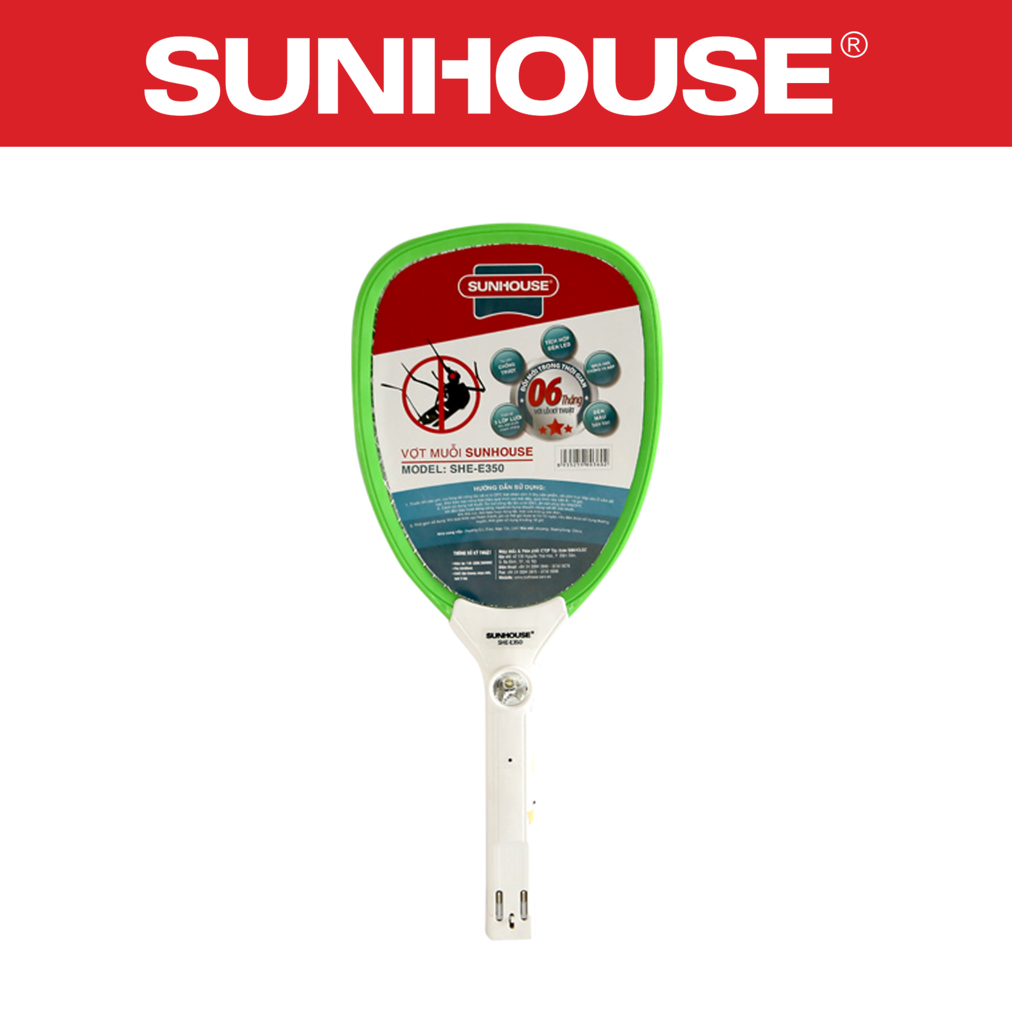 Vợt muỗi SUNHOUSE SHE-E350 - Bảo hành 12 tháng