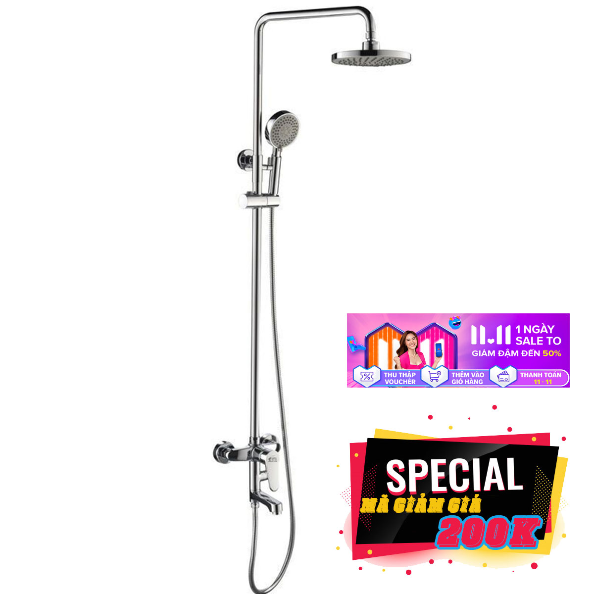 Sen bộ tắm đứng nóng lạnh Eurolife EL-S904 (Trắng bạc)