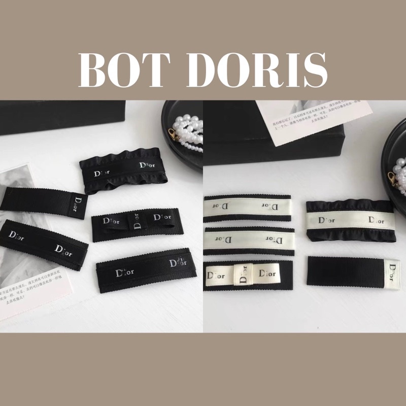 Kẹp tóc ruy băng in chữ Cha_nel kiểu Hàn Quốc, phụ kiện tóc nữ dễ thương BOT DORIS