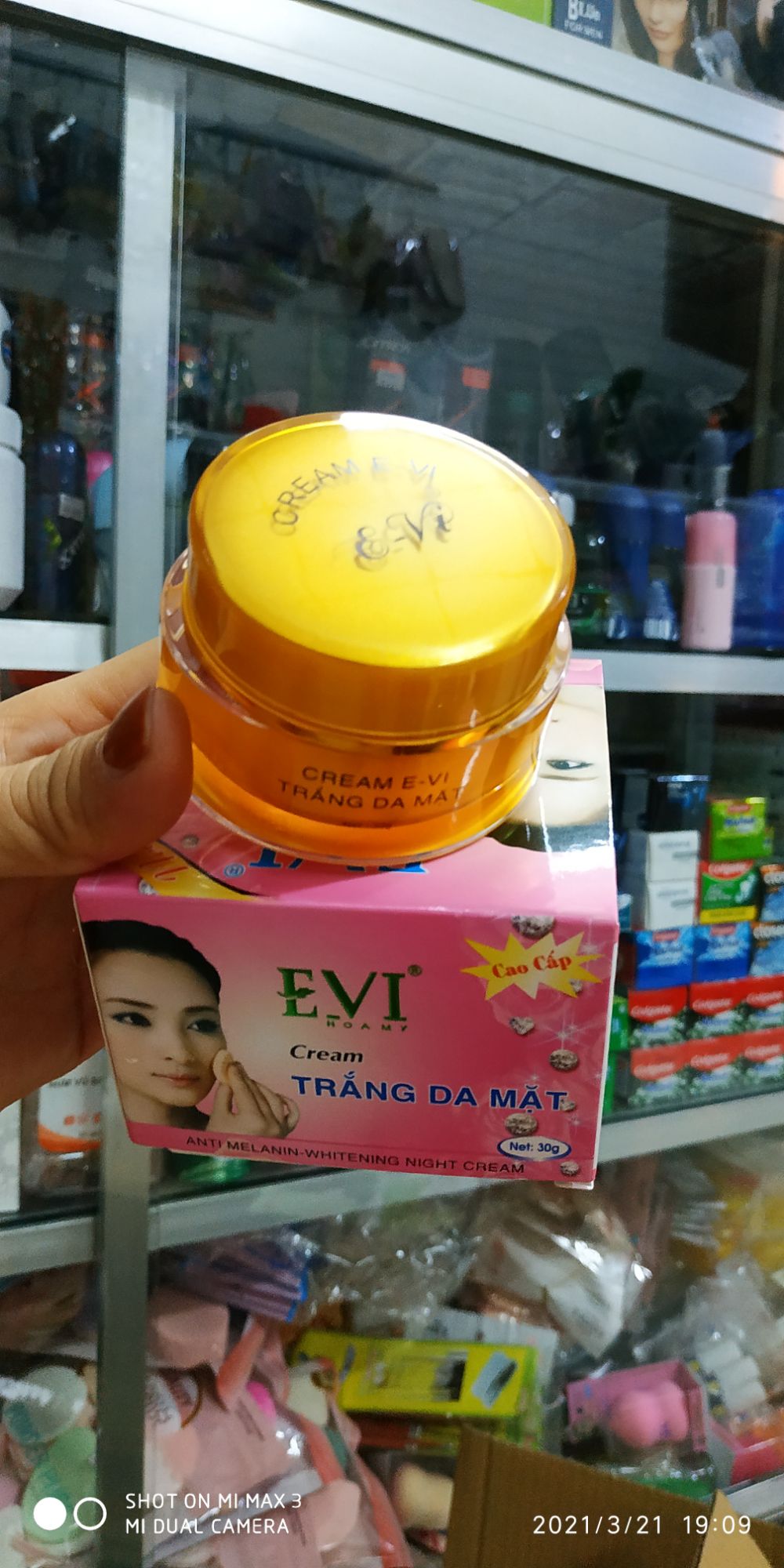 Kem trắng da mặt Evi 15g mẫu mới trắng da giữ ẩm mờ thâm sẹo cho da mặt