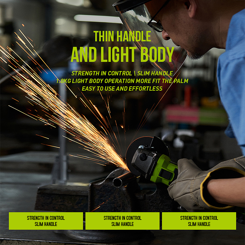 Angle grinder, brushless motor cutter for lithium-ion battery 20V