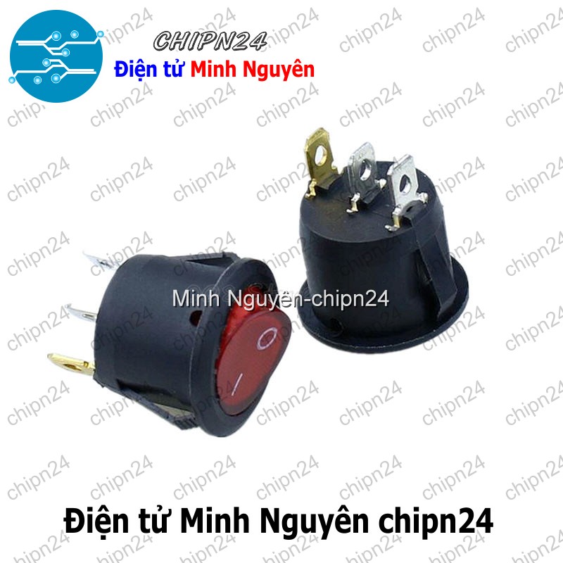 [2 cái] (F98.4) Công tắc Tròn 20MM Có Đèn Đỏ 3 chân 2 vị trí (6A 250VAC KCD1-105) (CTTCD3C) - HH004146