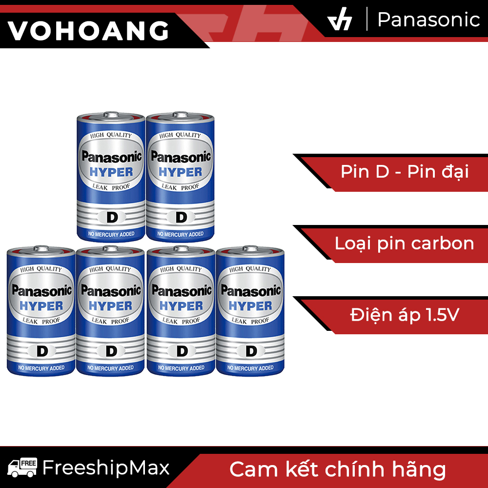 Bộ 6 pin D - Pin đại không chảy nước Panasonic R20UT (Xanh)