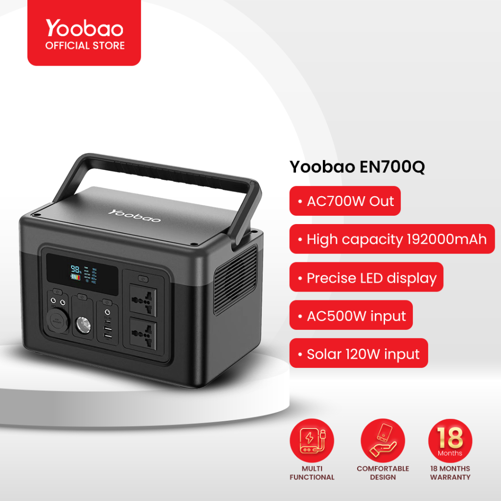 Trạm sạc dự phòng di động Yoobao EN700Q 192000mAh điện 220V/công suất 700W dùng hoạt động camping