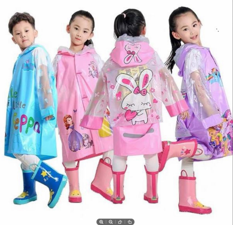 [HCM]Áo Mưa Hoạt Hình Cho Bé Gái Có Thiết Kế Rộng Lưng Để Đeo Cập Và Balô