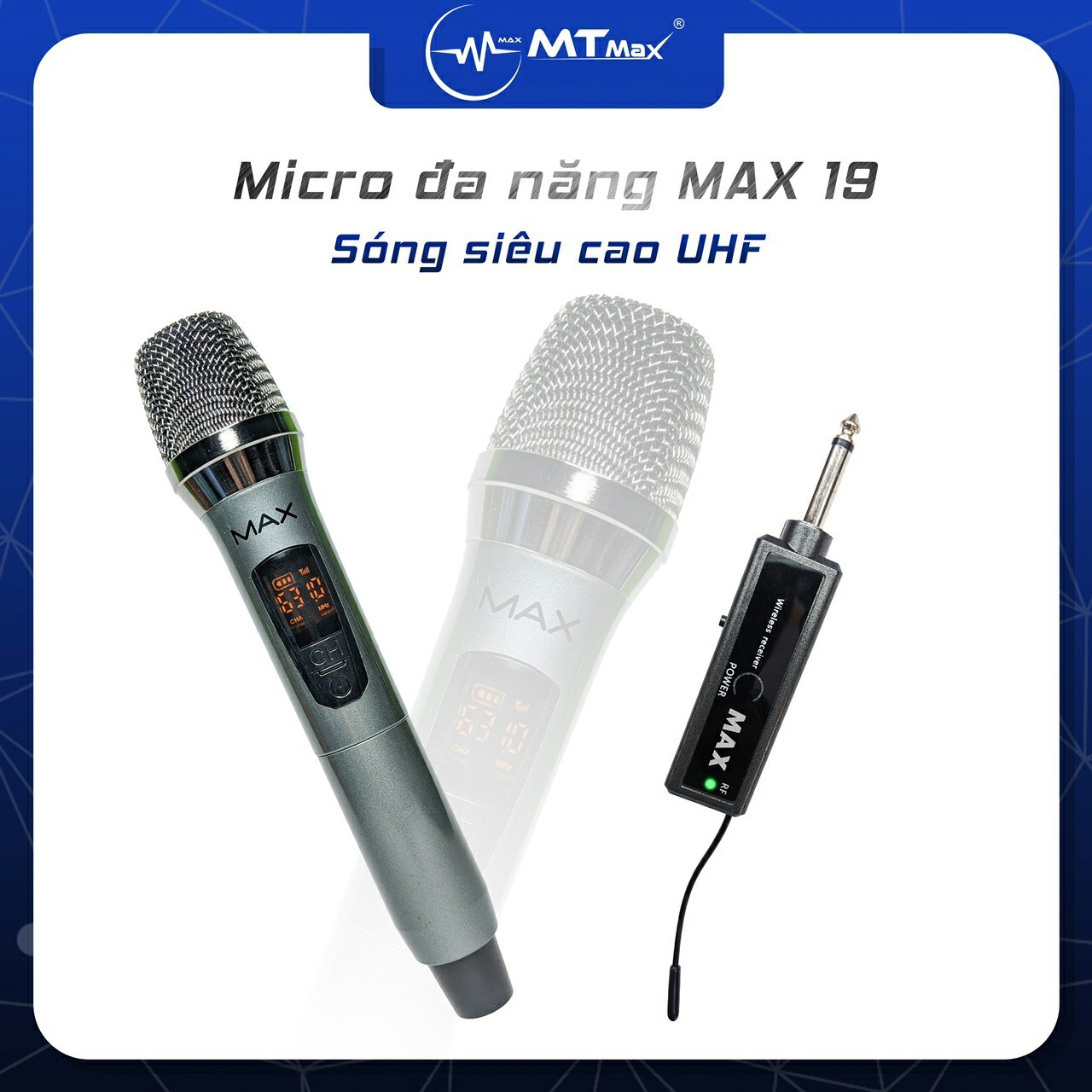 Micro không dây max19 dành cho karaoke gia đình hát live stream loa kéo âm thanh trung thực và dễ sử dụng micro đa năng max-19 hát karaoke cực hay có độ nhạy cao.