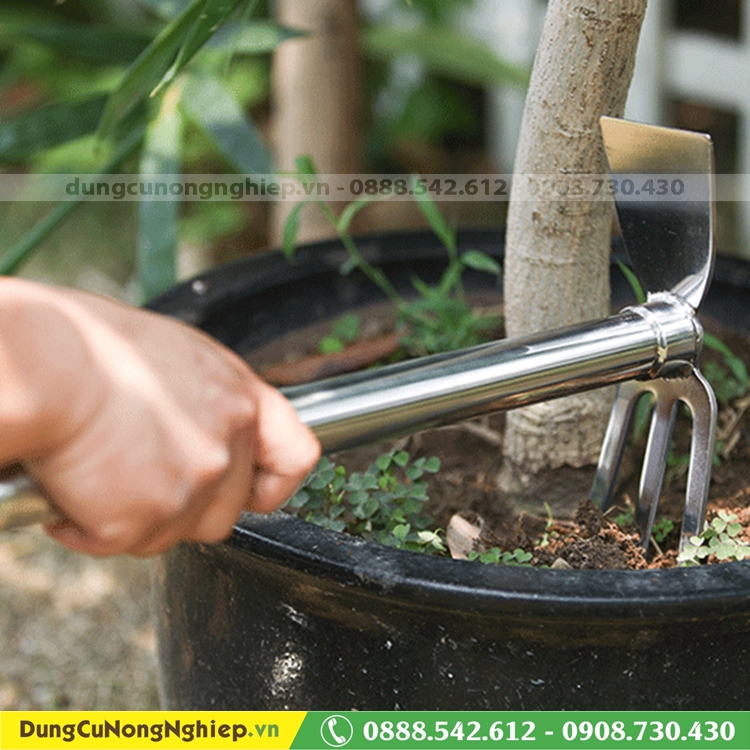 Cuốc cào xới đất Inox 2 chức năng