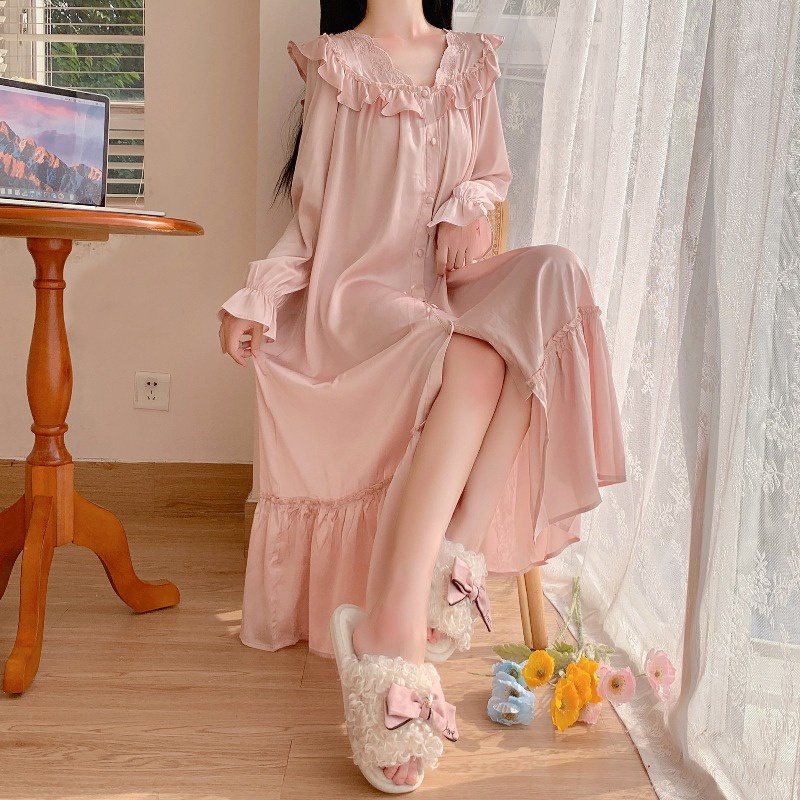 Váy ngủ lụa phối ren quảng châu tiểu thư