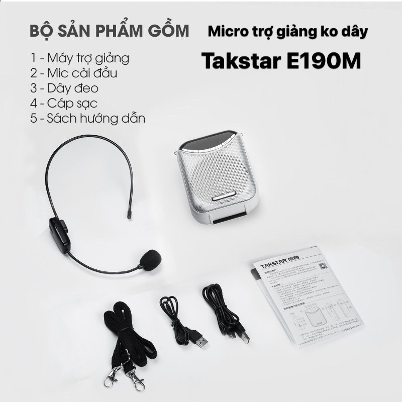 Micro trợ giảng kèm loa Takstar E190M không dây và có dây