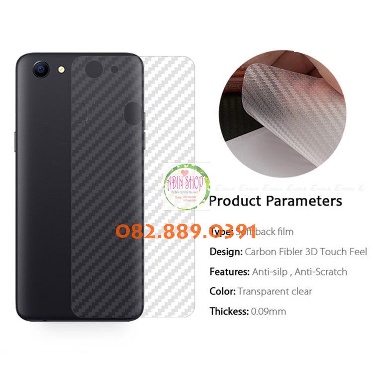 [HCM]Miếng dán mặt lưng skin carbon Oppo F7/ F7 Youth trong 3D đen
