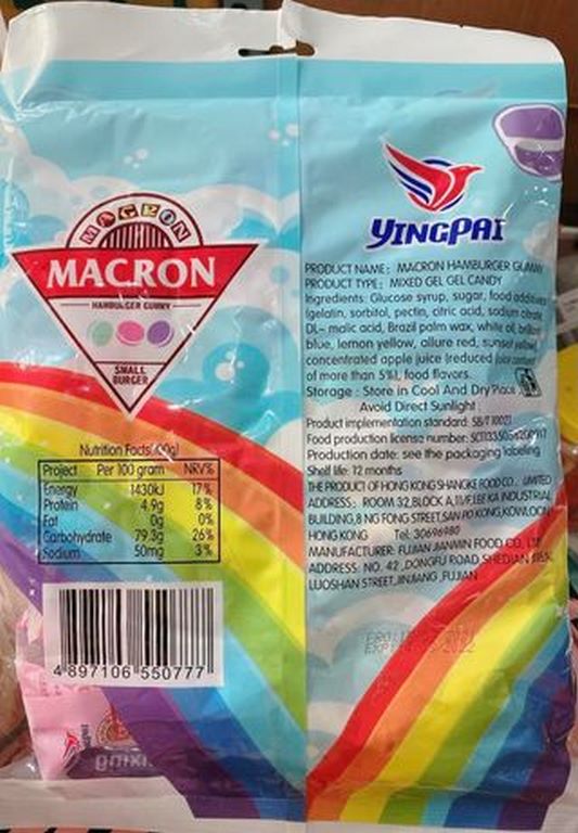 KẸO DẺO 3 LỚP MACRON HUMBURGER LẺ 100G