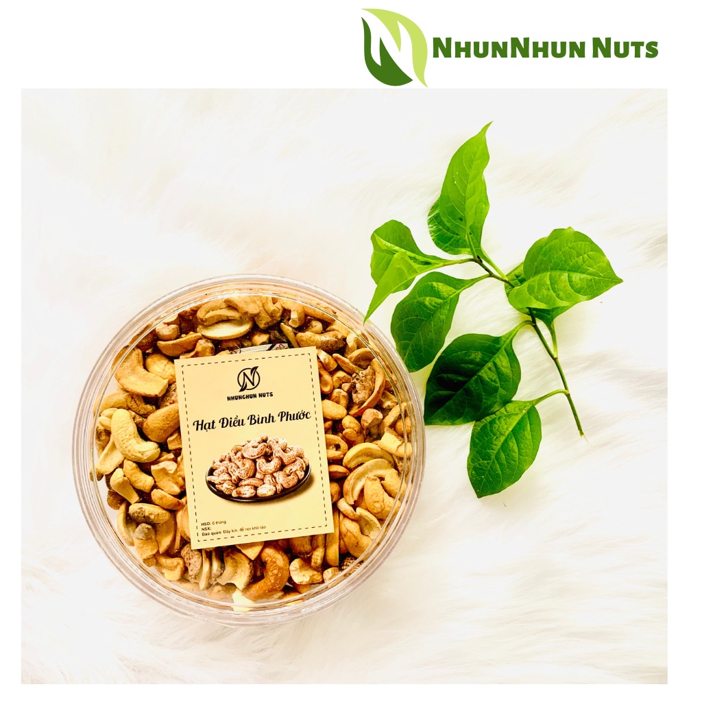 Hạt điều,hạt điều rang muối vỡ còn vỏ lụa hũ 500gr