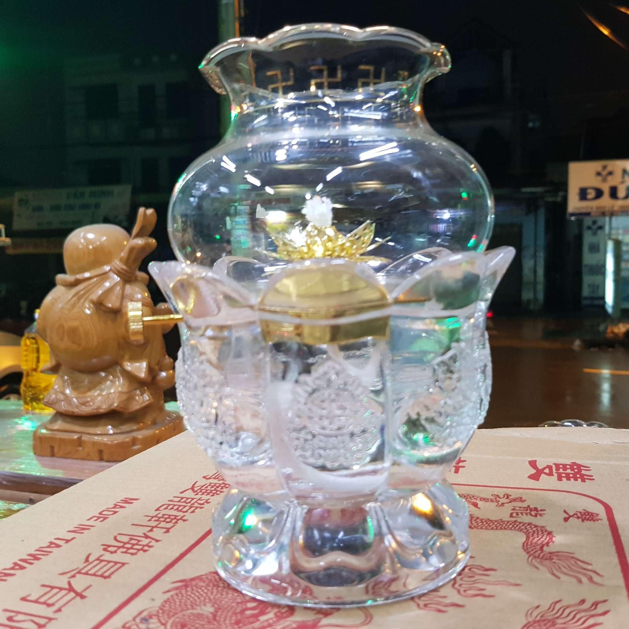 [HCM]đèn thờ đốt dầu lưu ly cát tường cao 17 cm