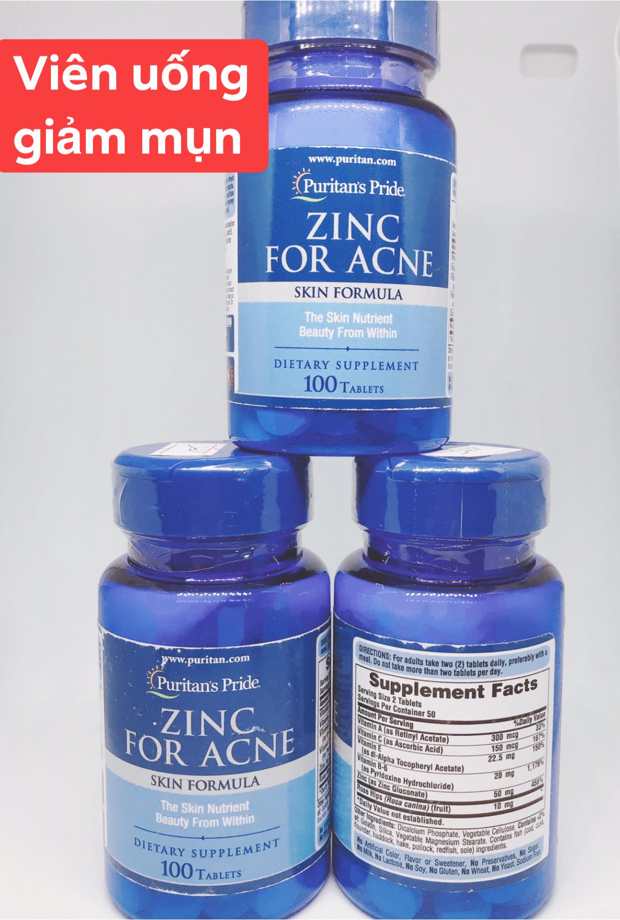 Puritan's Pride Zinc for Acne 100 viên
