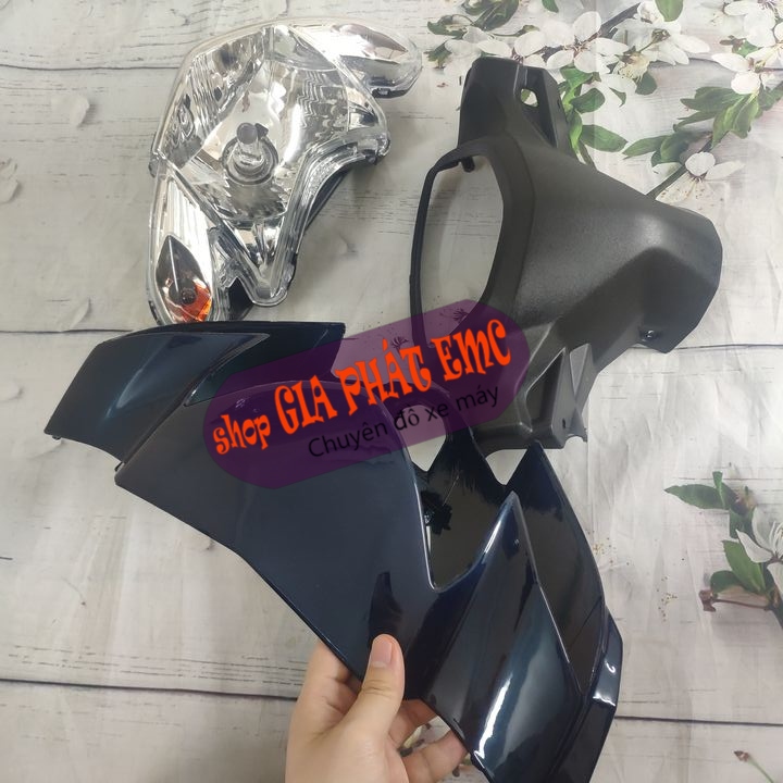 [ 3 món ] Đầu đèn trước xe SIRIUS màu XANH NHỚT , KÈM PHA ĐÈN TRƯỚC