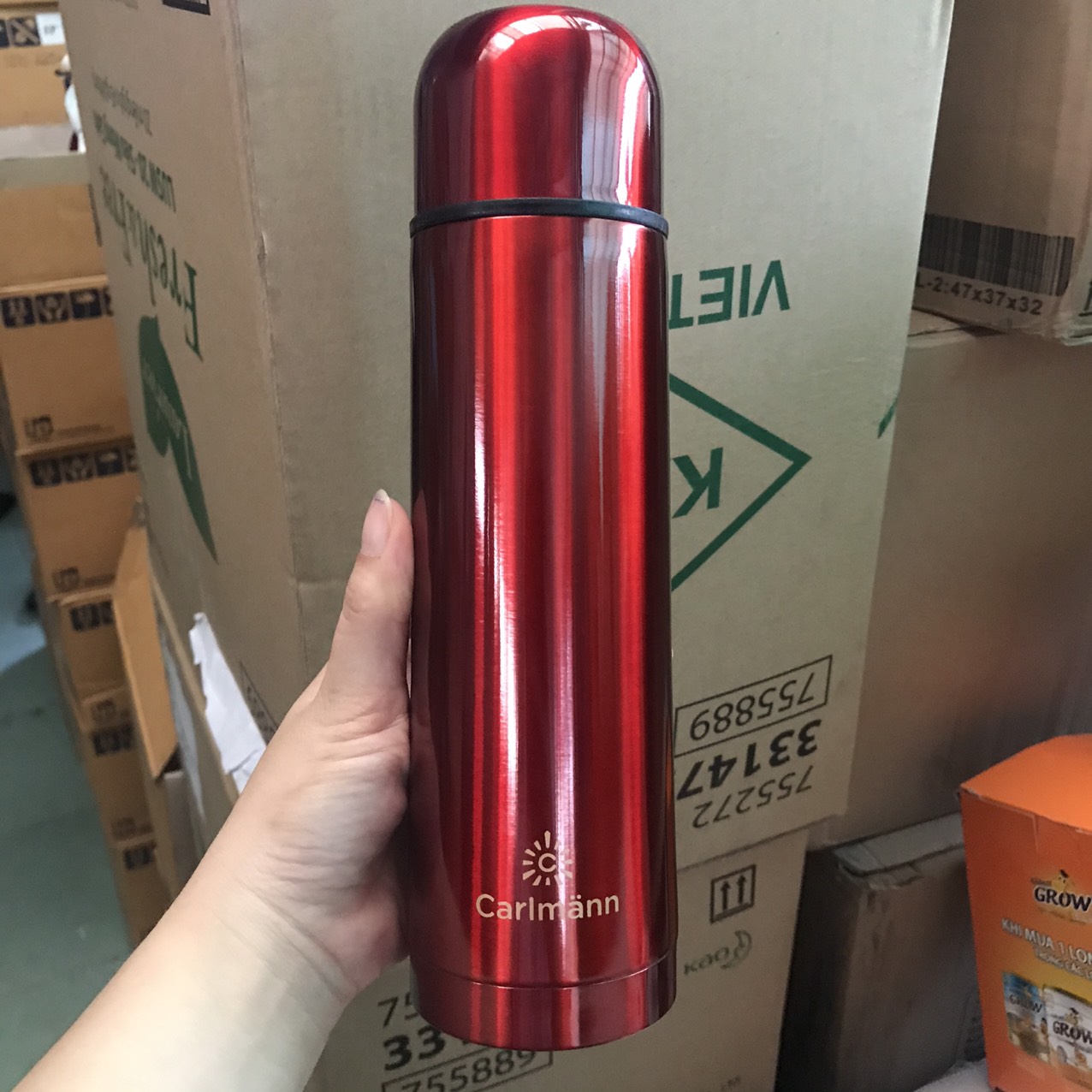 Bình giữ nhiệt inox Carlmann 500ml màu đỏ