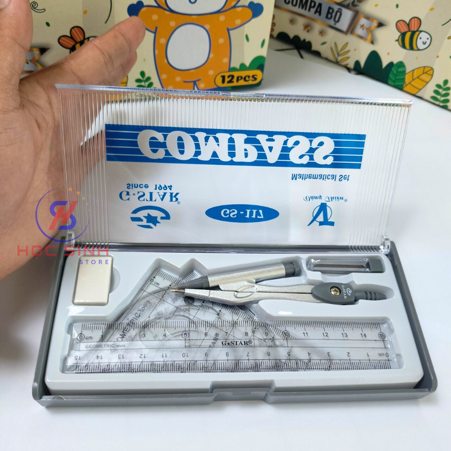 Bộ Compass - Dụng Cụ Vẽ Hình Cao Cấp 7 Món Gstar U117