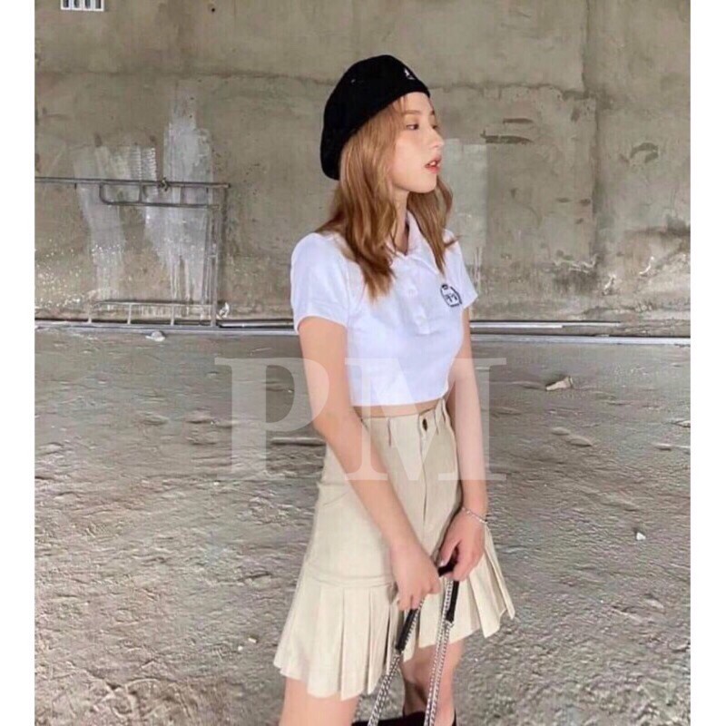 Áo polo Croptop lô gô chữ hàn sao