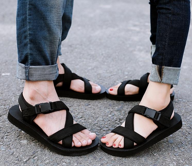 Giày Sandals Nữ Sandals Nam Quai Chéo Đế Êm D76