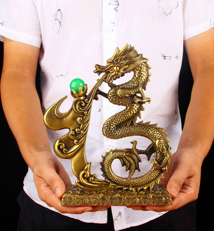 Tượng rồng chữ phúc băng đồng thau phong thủy Hồng Thắng