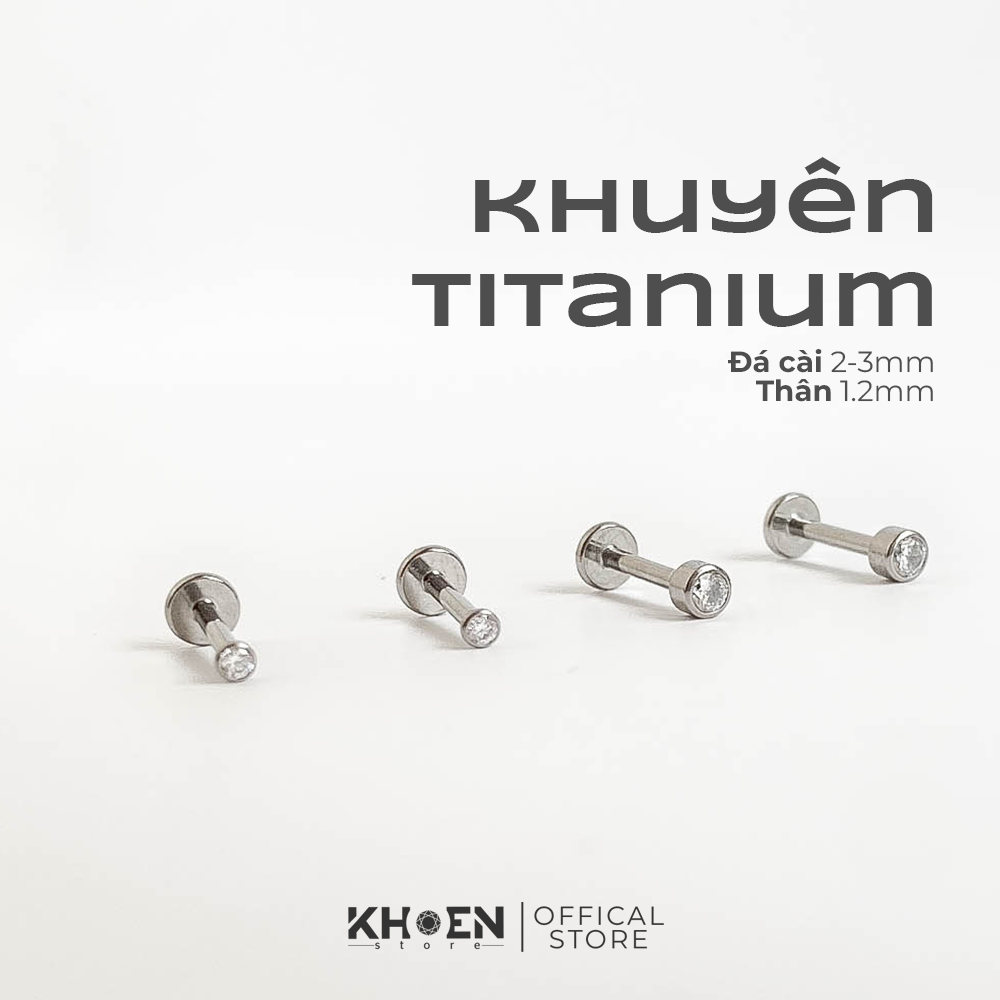 (1 Chiếc) Khuyên đá cài thân 1.2mm - Titanium - Khoen Store