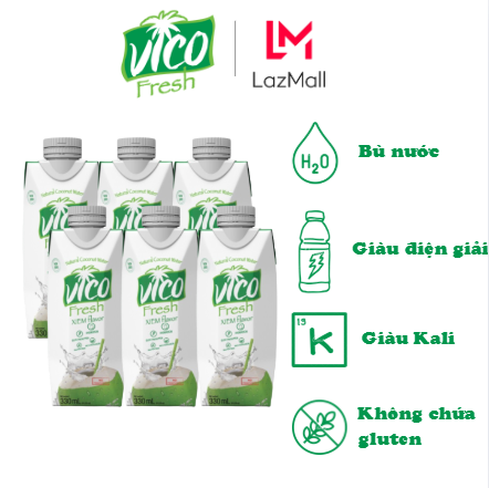 Combo 6 hộp 330 ml dừa Xiêm Vico Fresh