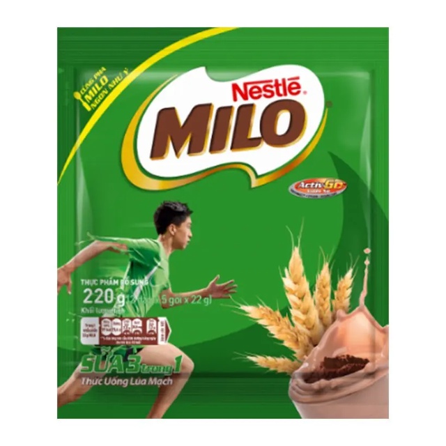 Thức uống lúa mạch Nestlé MILO Sữa 3 trong 1 bịch 220g x2
