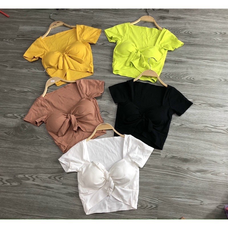 Áo croptop borip cột nơ có mút đủ màu tôn dáng