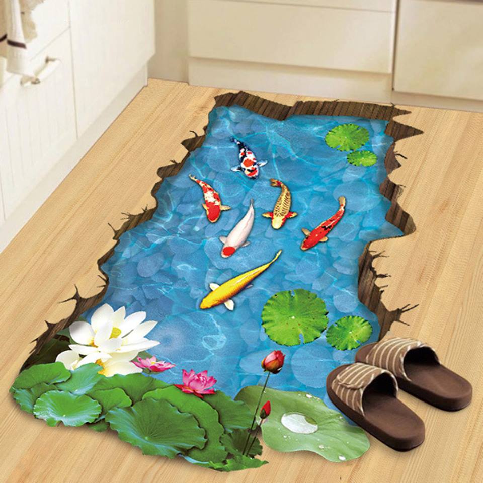 DECAL DÁN TƯỜNG TẾT HỒ CÁ 3D SỐ 7